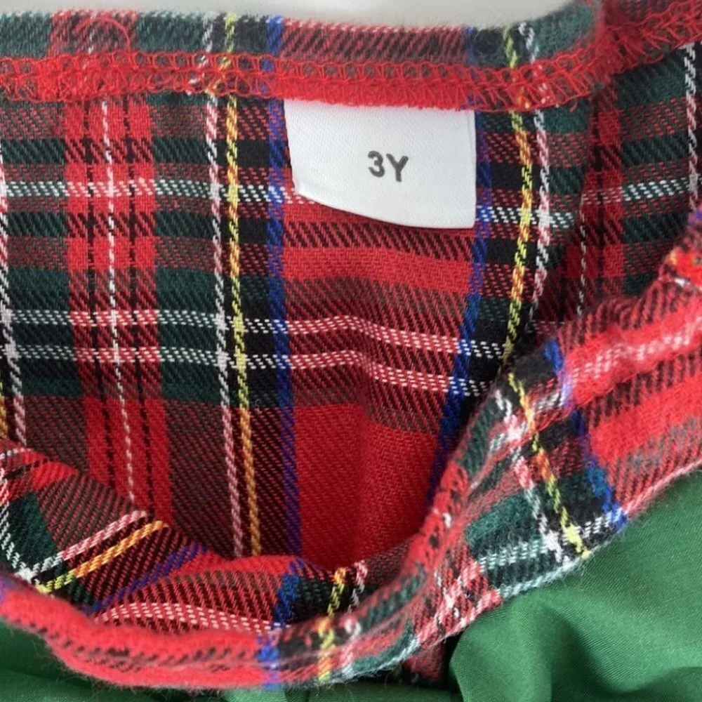 Girls Plaid Holiday Christmas Dress with Bow Detail 3Y - Picture 4 of 6